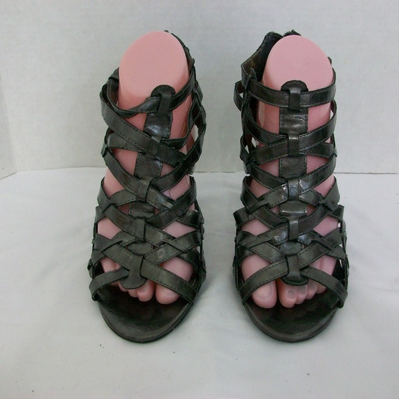 Nine West Metallic Gray Strappy High Heel Shoes - Picture 1 of 8
